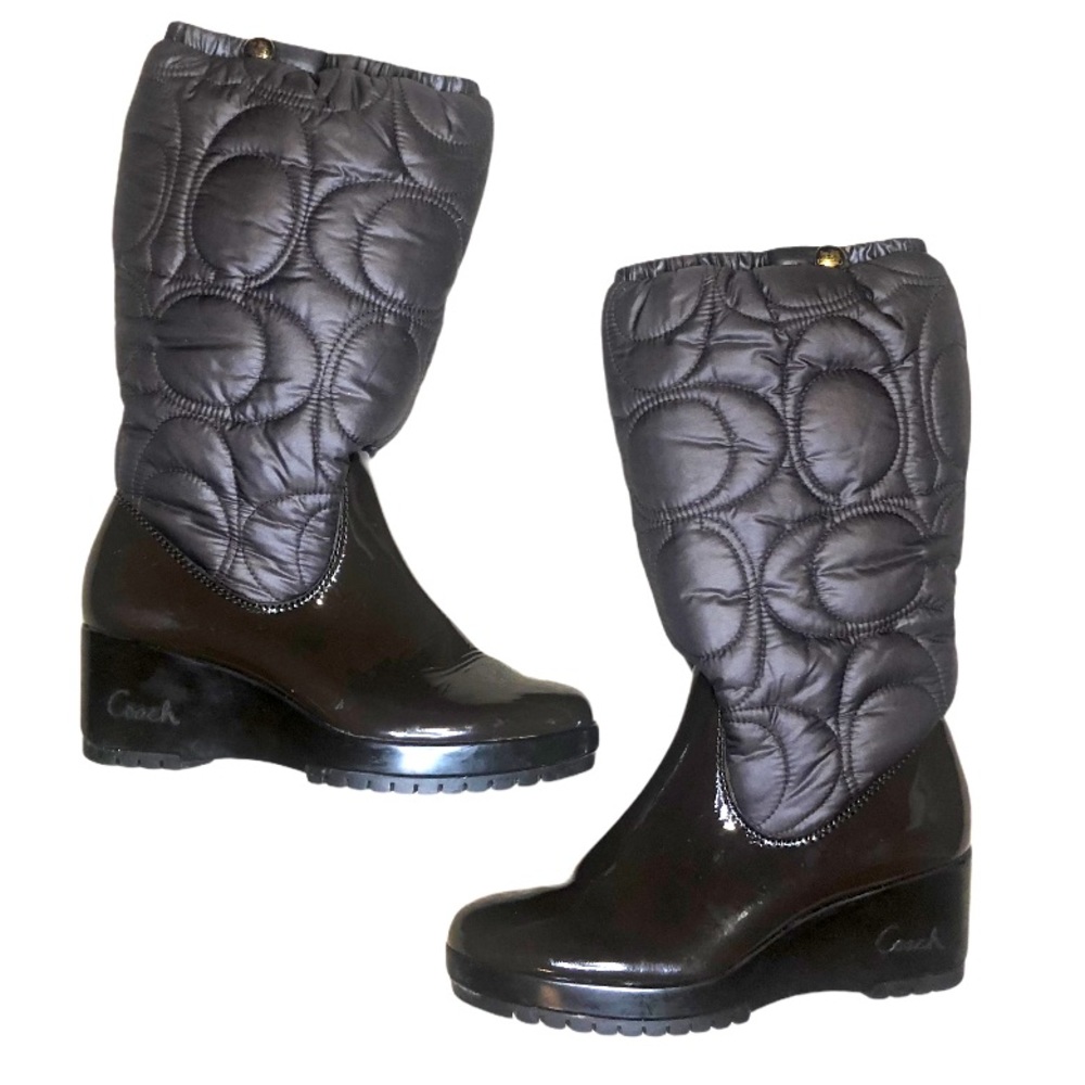 Coach Cantina Signature Quilted Wedge Snow Boots